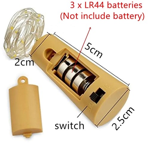 LED fleskurk Wijn stop kurk warmwit "kurk" 10led 1m Ledlichtjes op batterij voor fles of decoratie