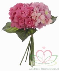 Hortensia Boeketje met *7 PINK ZIJDE Hortensia