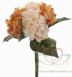 Hortensia Boeketje met *5 AMBER ZIJDE Hortensia
