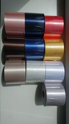 Zalm Lint 70 mm met zwarte opdruk 80 cm. Bedrukt Lint 70mm