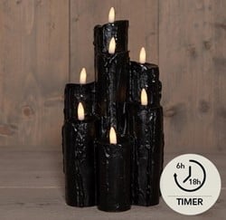 Actie LEDkaarsen Anna's Collection ZWART Wax dripped Druipkaarsenset Met Timer 15.5*25.5cm / 7 stuks Wax Candle  Ledcandle voor bloemschikken en decoratie