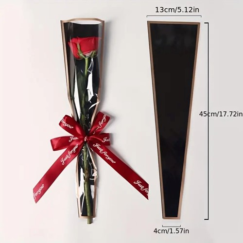 Hoes voor enkele bloem(en) Zwart met gouden streepje +/- 20 st Valentijngift, excl decoraties  